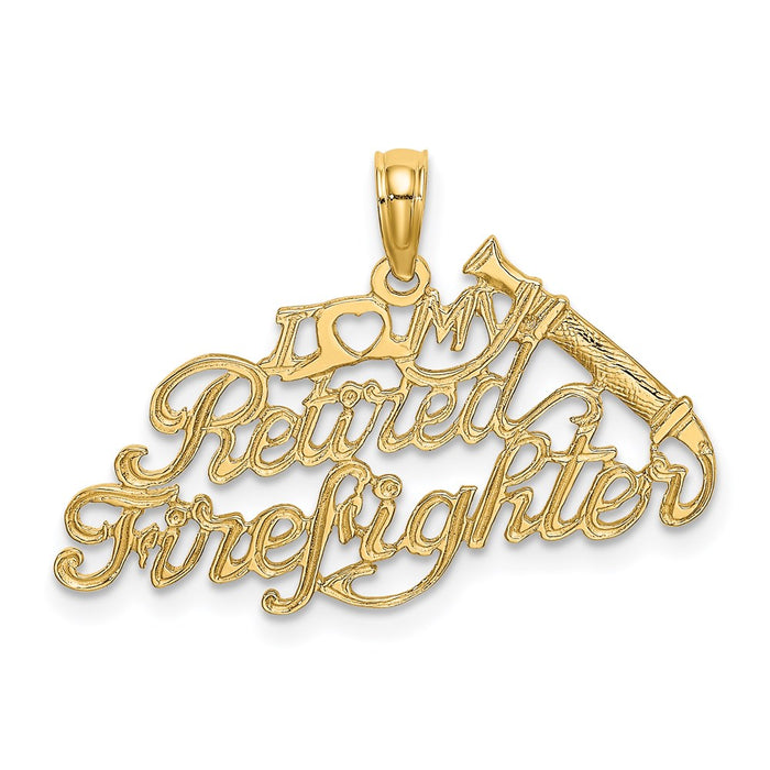 Million Charms 14K Yellow Gold Themed I Love My Retired Firefighter Charm