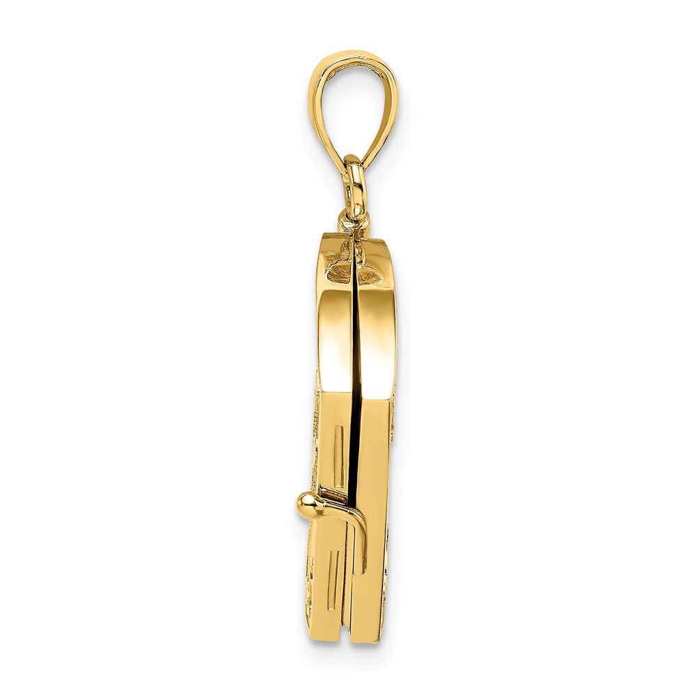 Million Charms 14K Yellow Gold Themed With Rhodium-Plated 3-D Footprints The Sand Book With Prayer Inside Charm