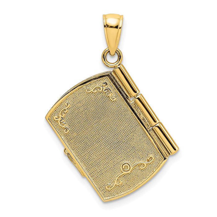 Million Charms 14K Yellow Gold Themed With Rhodium-Plated 3-D Footprints The Sand Book With Prayer Inside Charm