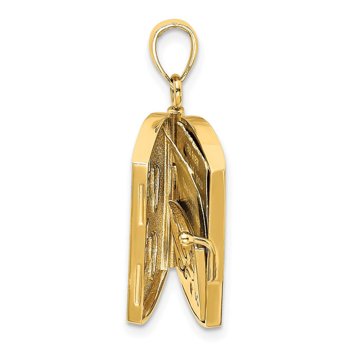 Million Charms 14K Yellow Gold Themed With Rhodium-Plated 3-D Footprints The Sand Book With Prayer Inside Charm