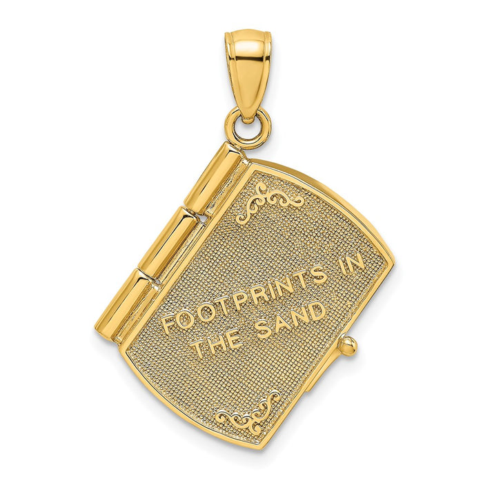Million Charms 14K Yellow Gold Themed With Rhodium-Plated 3-D Footprints The Sand Book With Prayer Inside Charm