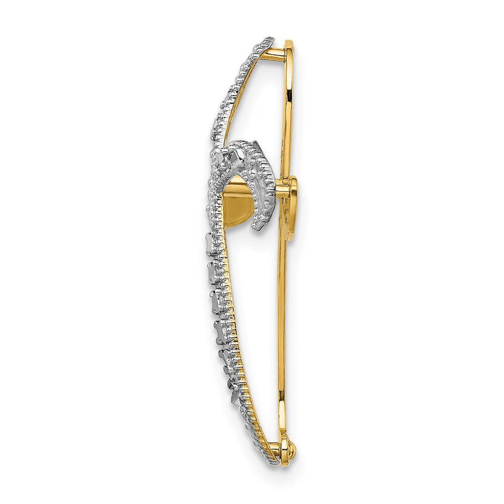 Million Charms 14K Yellow Gold Themed With Rhodium-Plated Diamond-Cut Twisted Relgious Cross Charm
