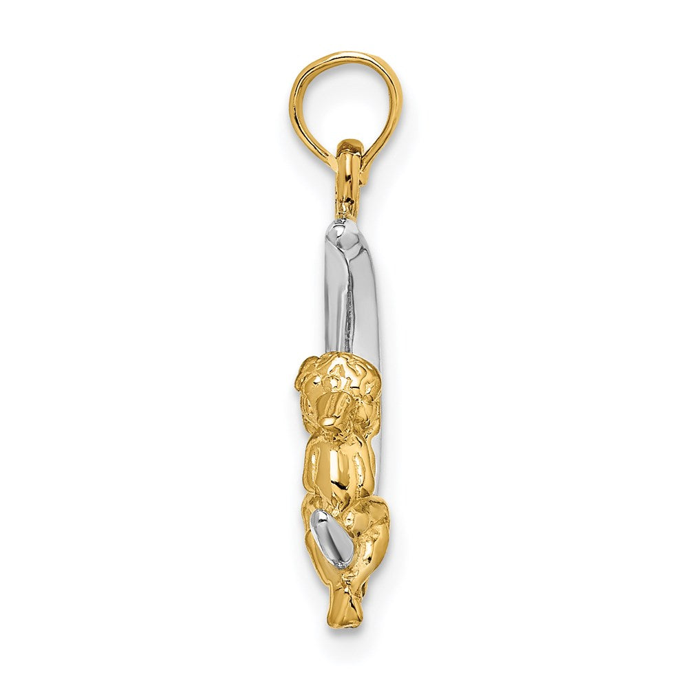 Million Charms 14K Yellow Gold Themed With Rhodium-plated 3-D Angel On Moon Charm