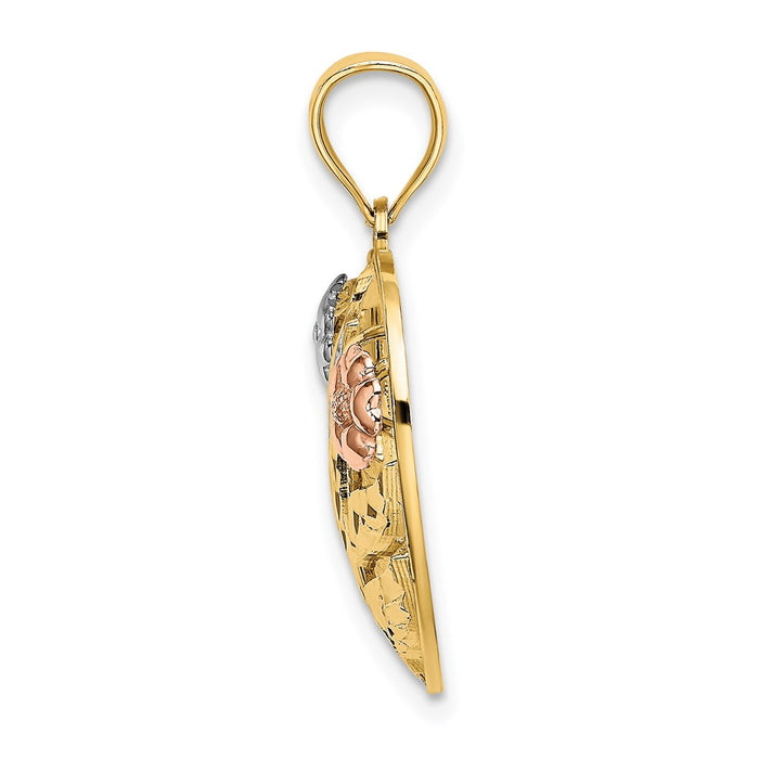 Million Charms 14K Two-Tone With White Rhodium-Plated Heart With Love & Flowers Charm