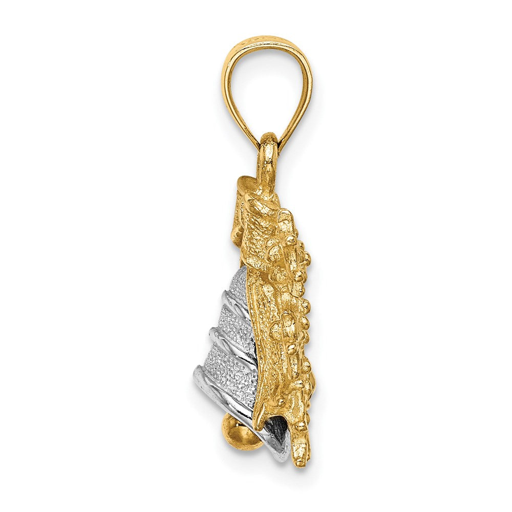 Million Charms 14K Two-Tone 3-D Christmas Bell & Holly Charm