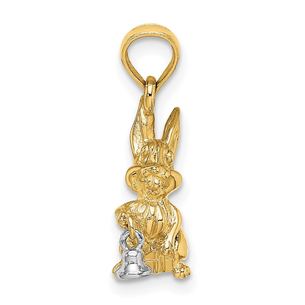 Million Charms 14K Two-Tone Moveable 3-D Bunny Rabbit Charm