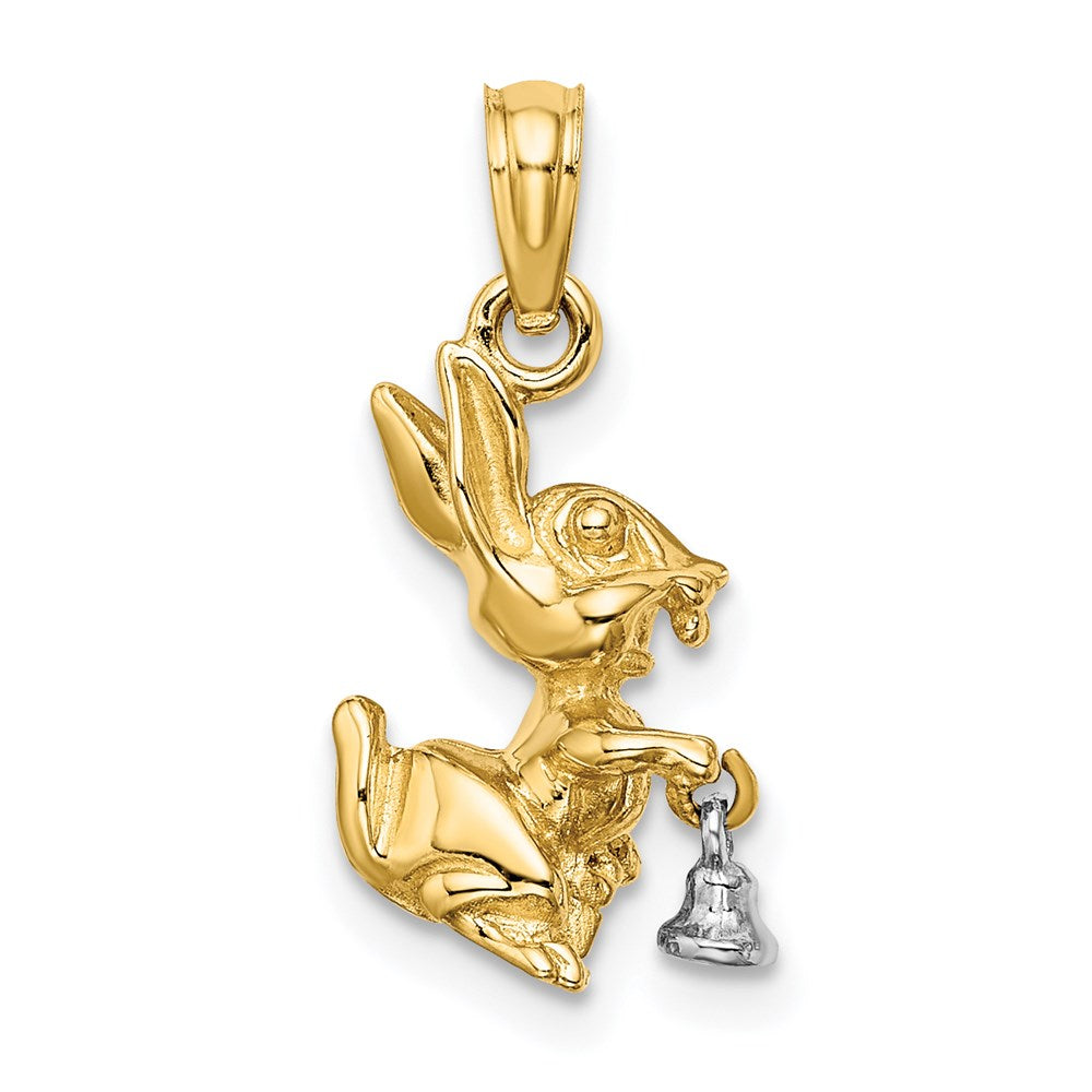 Million Charms 14K Two-Tone Moveable 3-D Bunny Rabbit Charm
