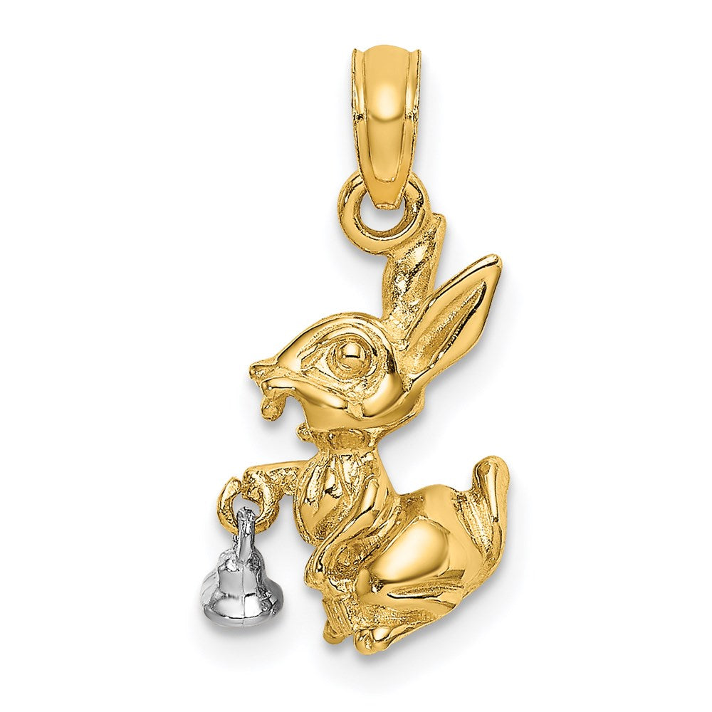 Million Charms 14K Two-Tone Moveable 3-D Bunny Rabbit Charm
