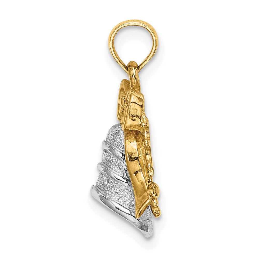 Million Charms 14K Two-Tone 3-D Christmas Bell & Holly Charm