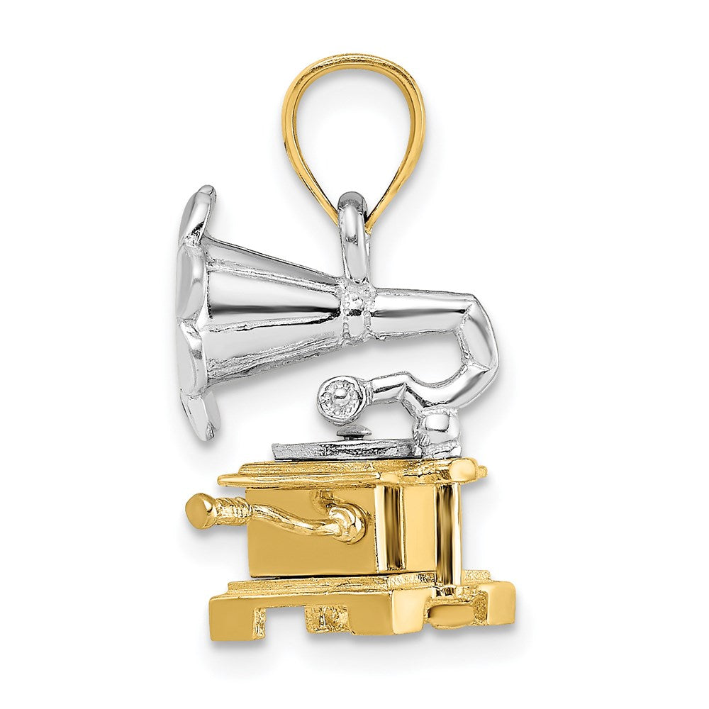 Million Charms 14K Two-Tone 3-D & Moveable Phonograph Charm