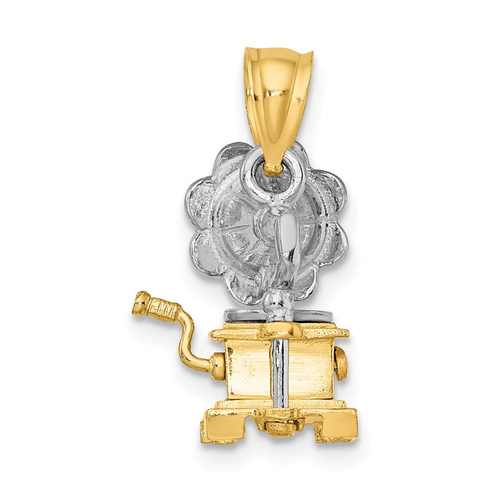 Million Charms 14K Two-Tone 3-D & Moveable Phonograph Charm