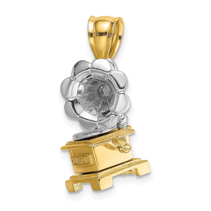 Million Charms 14K Two-Tone 3-D & Moveable Phonograph Charm
