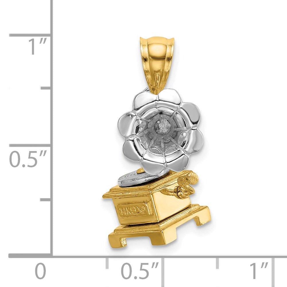Million Charms 14K Two-Tone 3-D & Moveable Phonograph Charm