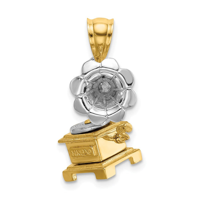 Million Charms 14K Two-Tone 3-D & Moveable Phonograph Charm