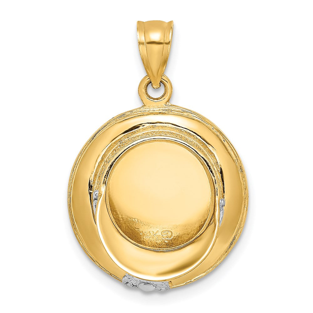 Million Charms 14K Yellow Gold Themed With Rhodium-plated 3-D Police Hat Charm