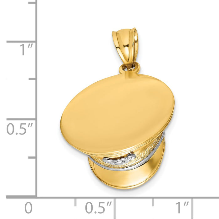 Million Charms 14K Yellow Gold Themed With Rhodium-plated 3-D Police Hat Charm