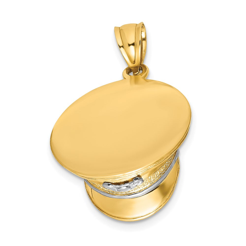 Million Charms 14K Yellow Gold Themed With Rhodium-plated 3-D Police Hat Charm