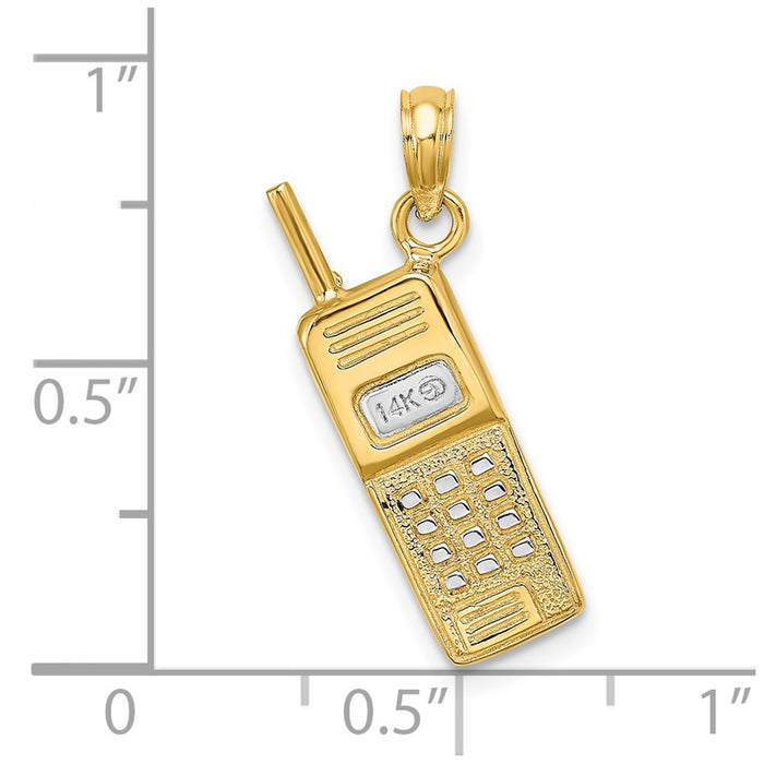 Million Charms 14K Yellow Gold Themed With Rhodium-Plated 3-D Cell Phone Charm