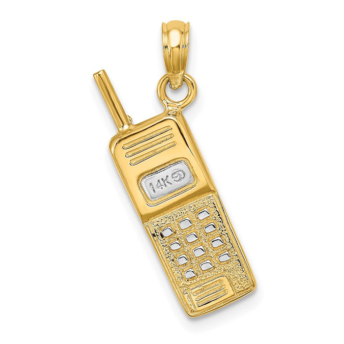 Million Charms 14K Yellow Gold Themed With Rhodium-Plated 3-D Cell Phone Charm