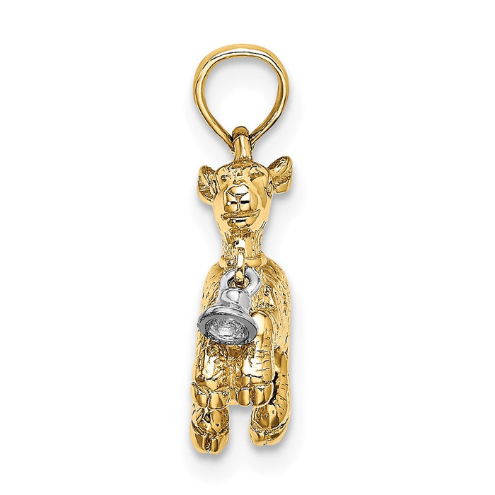 Million Charms 14K With Rhodium-Plated 3-D Playful Lamb With Moveable Bell Charm