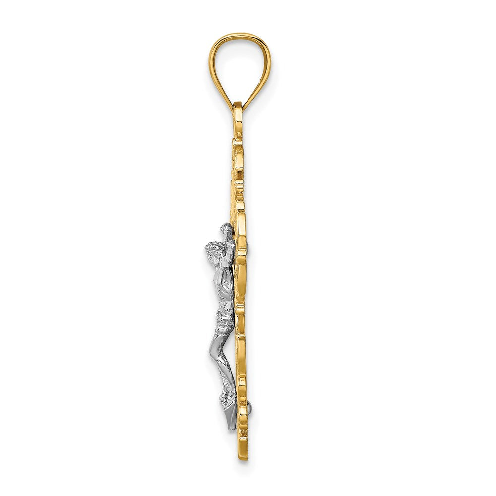Million Charms 14K Two-Tone & Lace Trim Relgious Crucifix Charm