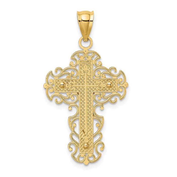 Million Charms 14K Two-Tone & Lace Trim Relgious Crucifix Charm