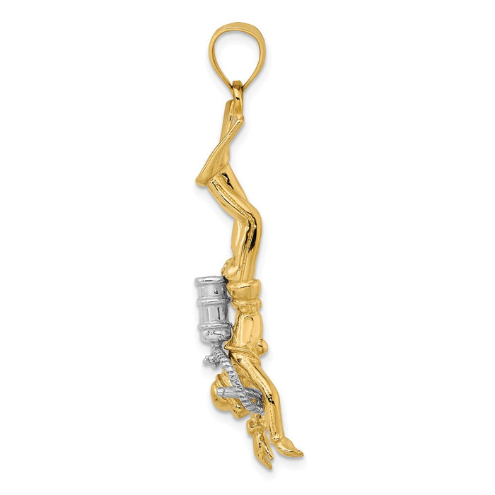 Million Charms 14K Two-Tone 3-D Female Scuba Diver Charm