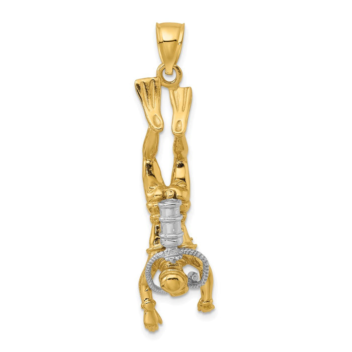 Million Charms 14K Two-Tone 3-D Female Scuba Diver Charm