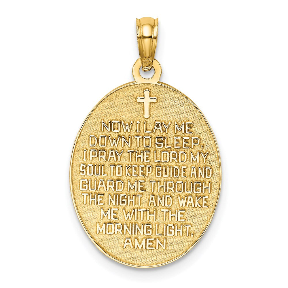 Million Charms 14K Yellow Gold Themed With Rhodium-Plated 3-D Child'S Night Time Prayer With Boy Charm