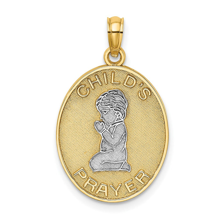 Million Charms 14K Yellow Gold Themed With Rhodium-Plated 3-D Child'S Night Time Prayer With Boy Charm