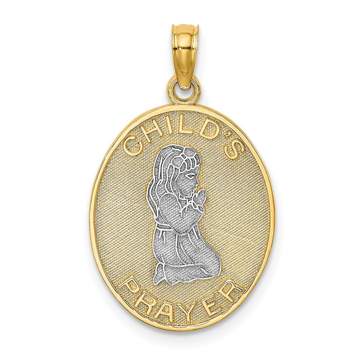 Million Charms 14K Yellow Gold Themed With Rhodium-Plated 3-D Child'S Night Time Prayer With Girl Charm