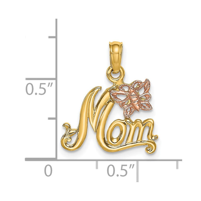 Million Charms 14K Two-Tone Mom With Butterfly Charm