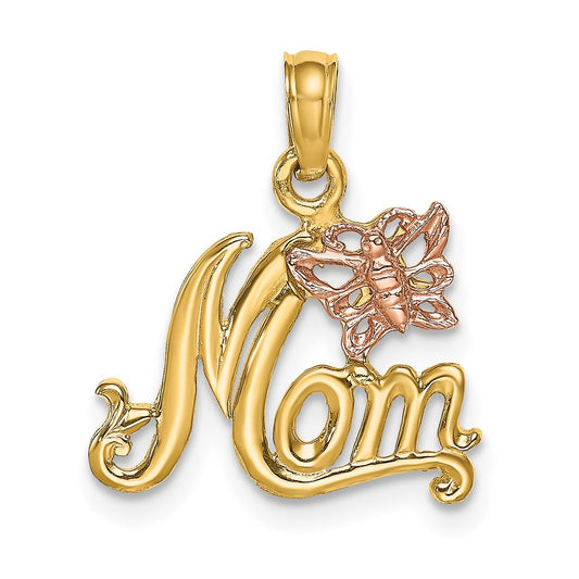 Million Charms 14K Two-Tone Mom With Butterfly Charm