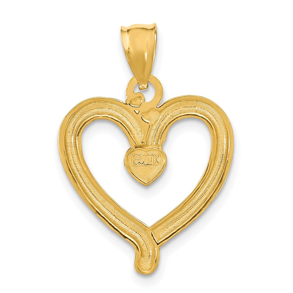 Million Charms 14K Yellow Gold Themed With Rhodium-Plated Diamond-Cut Heart Charm