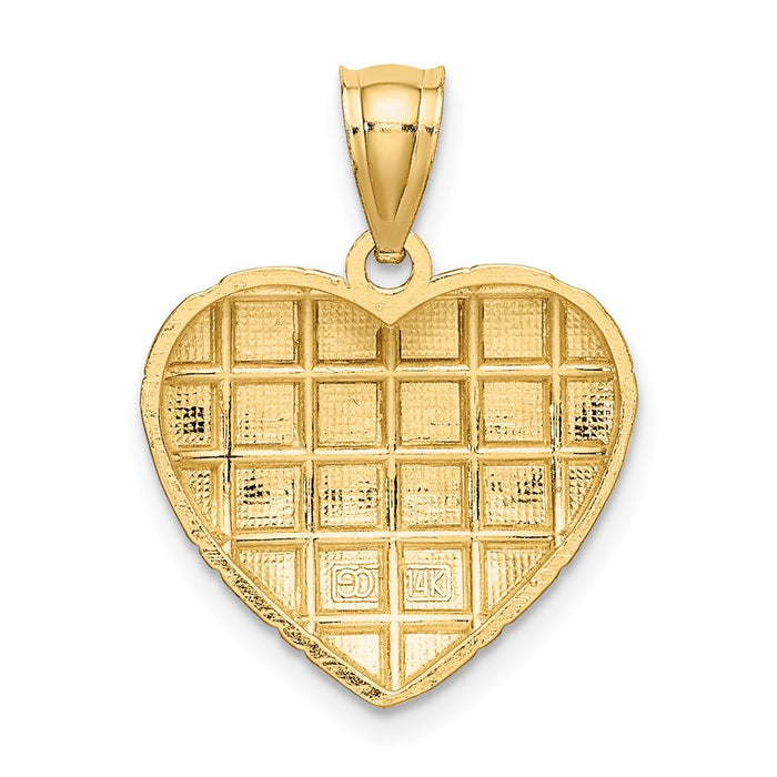 Million Charms 14K Yellow Gold Themed With Rhodium-Plated Diamond-Cut Heart Charm