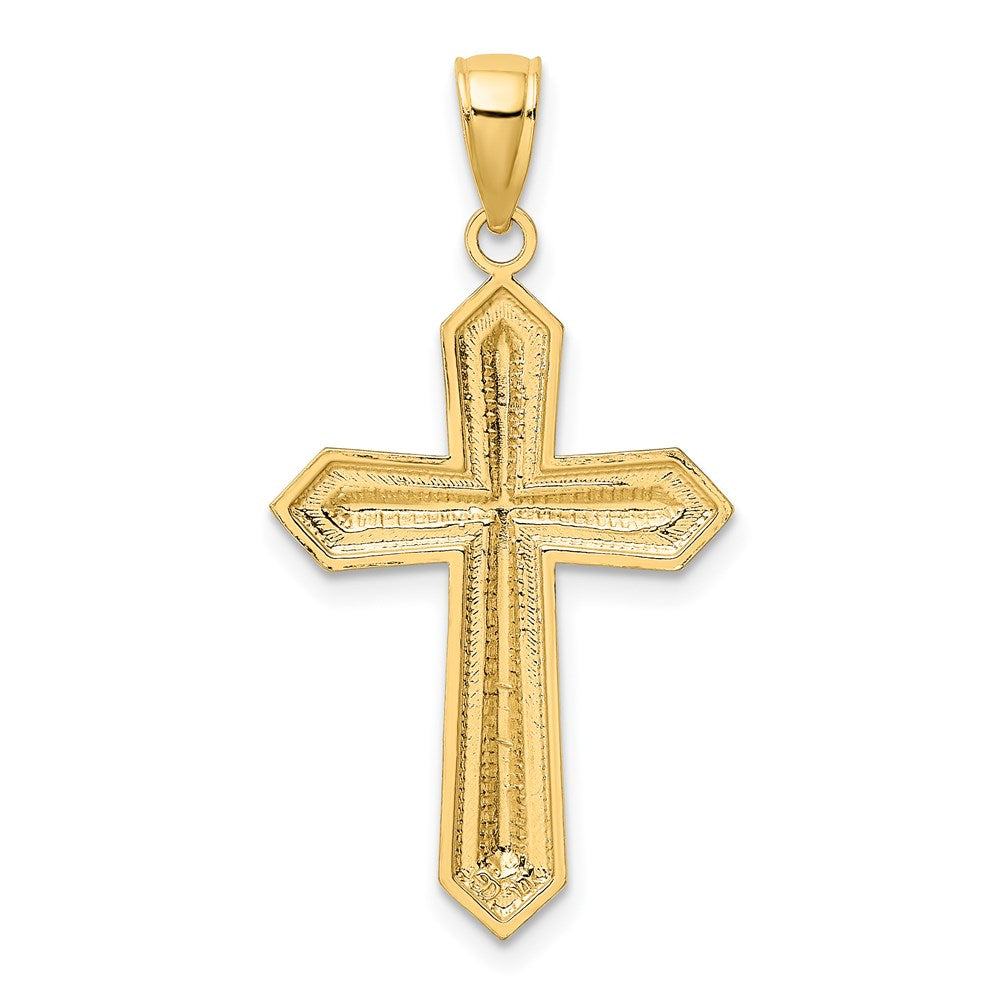 Million Charms 14K Yellow Gold Themed With Rhodium-Plated 2-D Relgious Cross Charm
