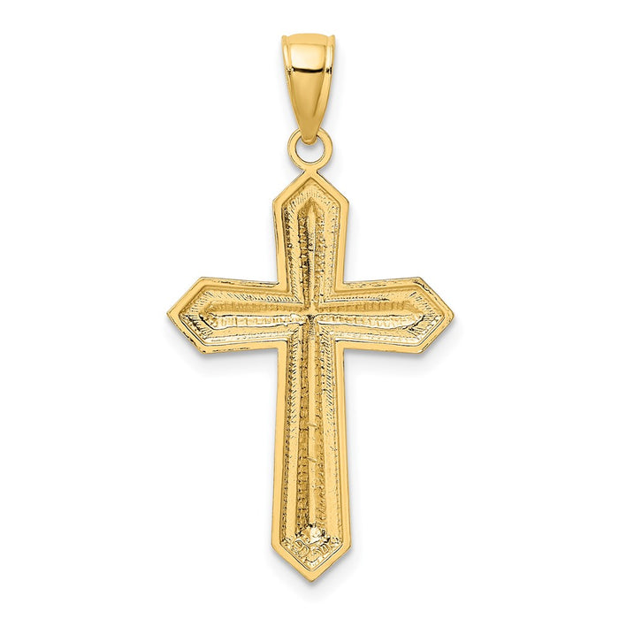 Million Charms 14K Yellow Gold Themed With Rhodium-Plated 2-D Relgious Cross Charm