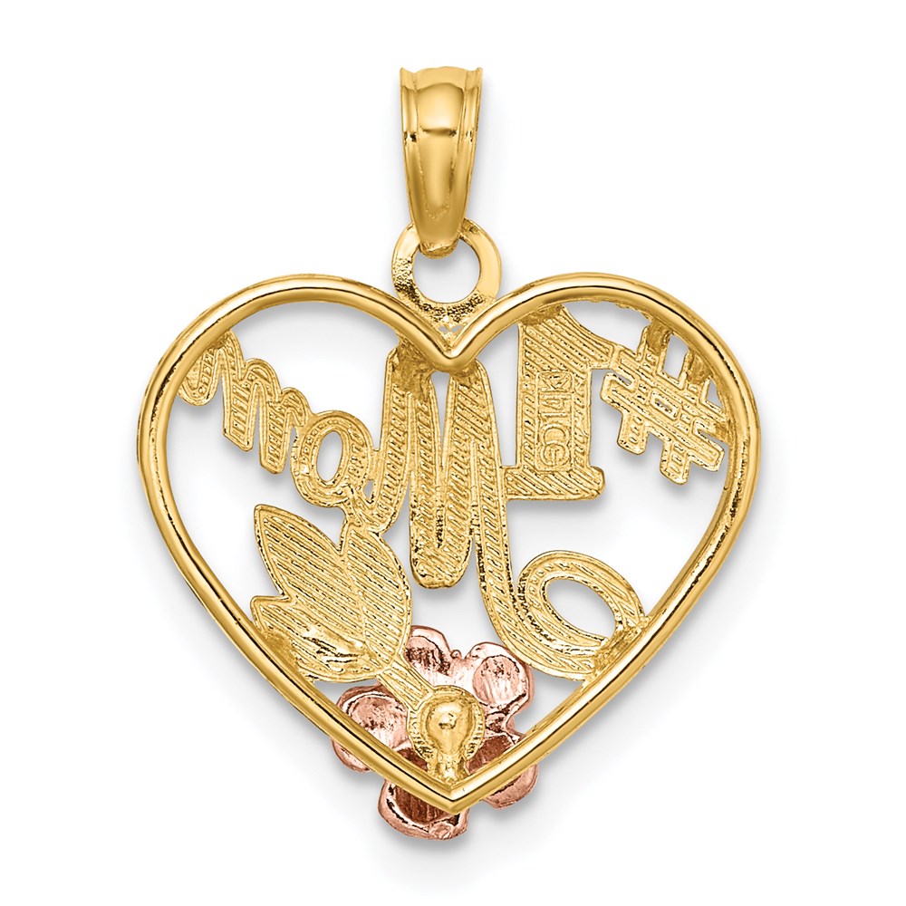 Million Charms 14K Tri-Color Beaded Heart With #1 Mom Charm