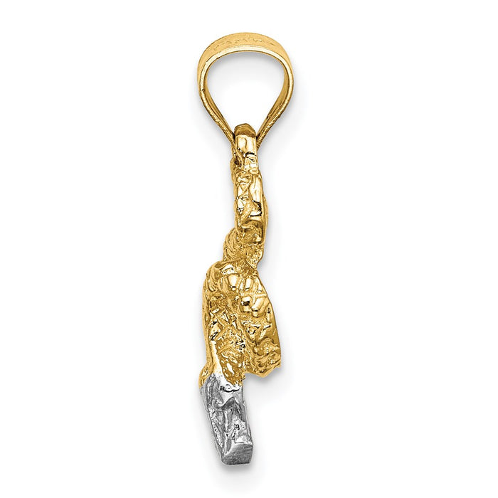 Million Charms 14K Yellow Gold Themed With Rhodium-Plated Coiled Snake Charm