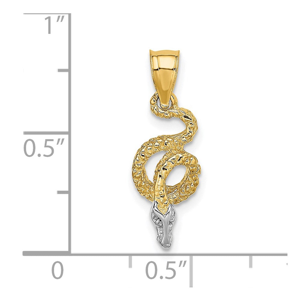 Million Charms 14K Yellow Gold Themed With Rhodium-Plated Coiled Snake Charm