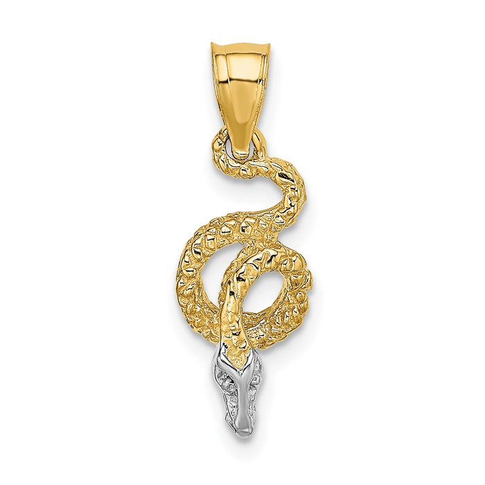 Million Charms 14K Yellow Gold Themed With Rhodium-Plated Coiled Snake Charm