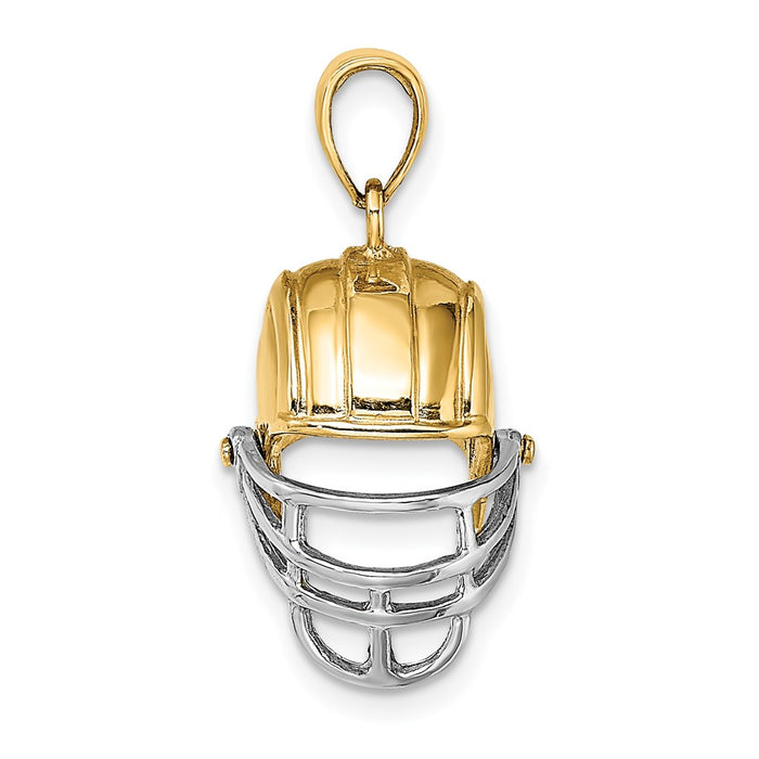 Million Charms 14K Yellow Gold Themed With Rhodium-Plated & 3-D Sports Football Helmet Charm