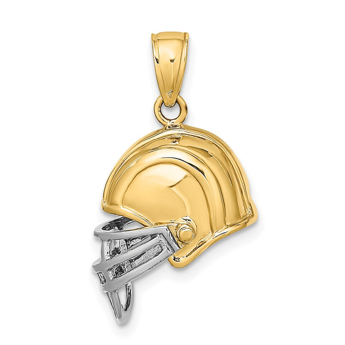 Million Charms 14K Yellow Gold Themed With Rhodium-Plated & 3-D Sports Football Helmet Charm