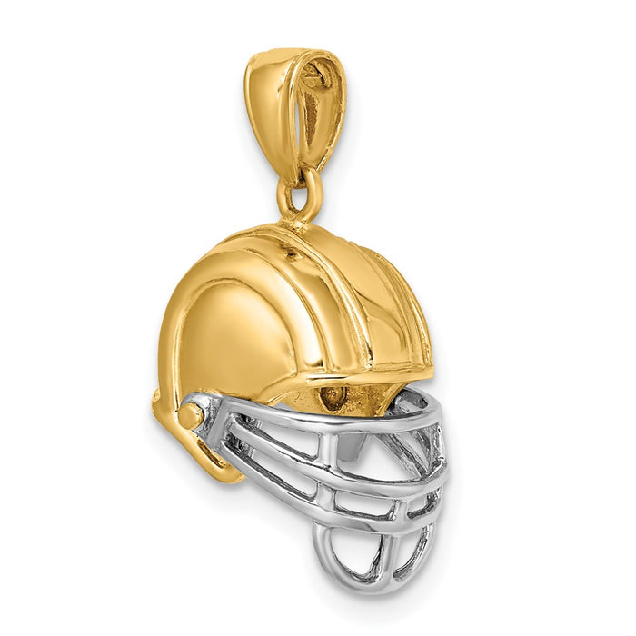 Million Charms 14K Yellow Gold Themed With Rhodium-Plated & 3-D Sports Football Helmet Charm