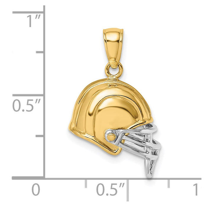 Million Charms 14K Yellow Gold Themed With Rhodium-Plated & 3-D Sports Football Helmet Charm