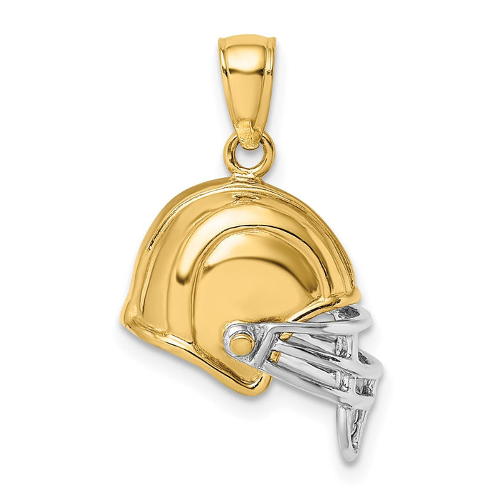 Million Charms 14K Yellow Gold Themed With Rhodium-Plated & 3-D Sports Football Helmet Charm