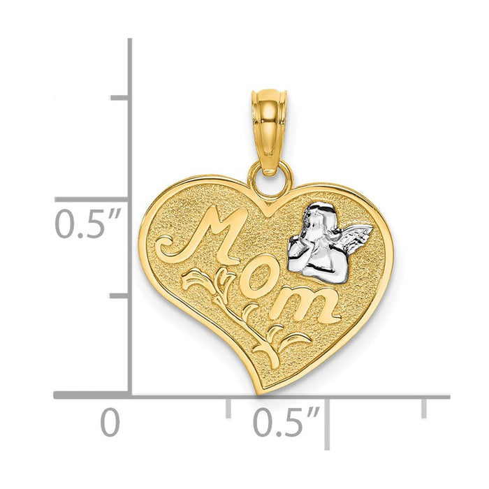 Million Charms 14K Yellow Gold Themed With Rhodium-Plated Mom & Angle Heart Charm