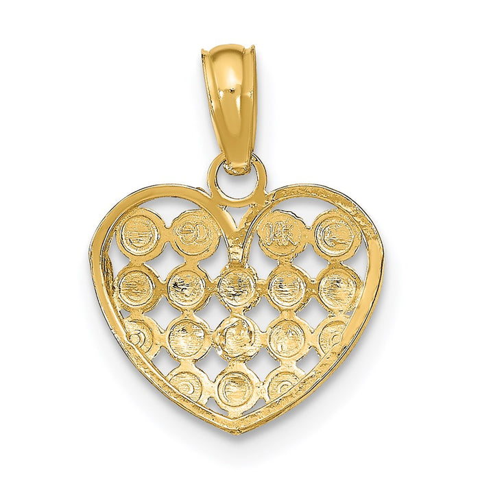 Million Charms 14K Yellow Gold Themed With Rhodium-Plated Diamond-Cut Heart Charm