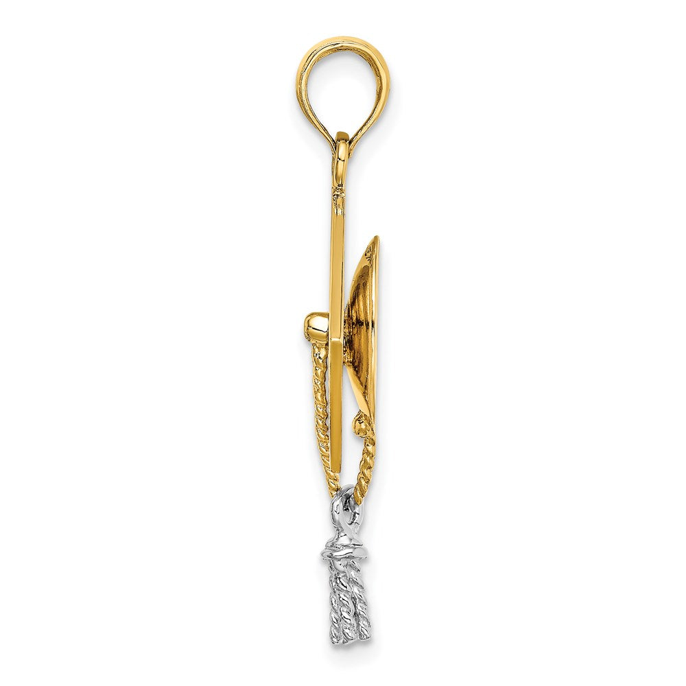 Million Charms 14K 3-D Graduation Cap With Rhodium-Plated Moveable Tassle Charm