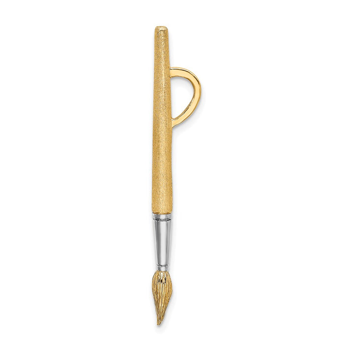 Million Charms 14K Yellow Gold Themed With Rhodium-Plated 3-D Water Paint Brush Charm